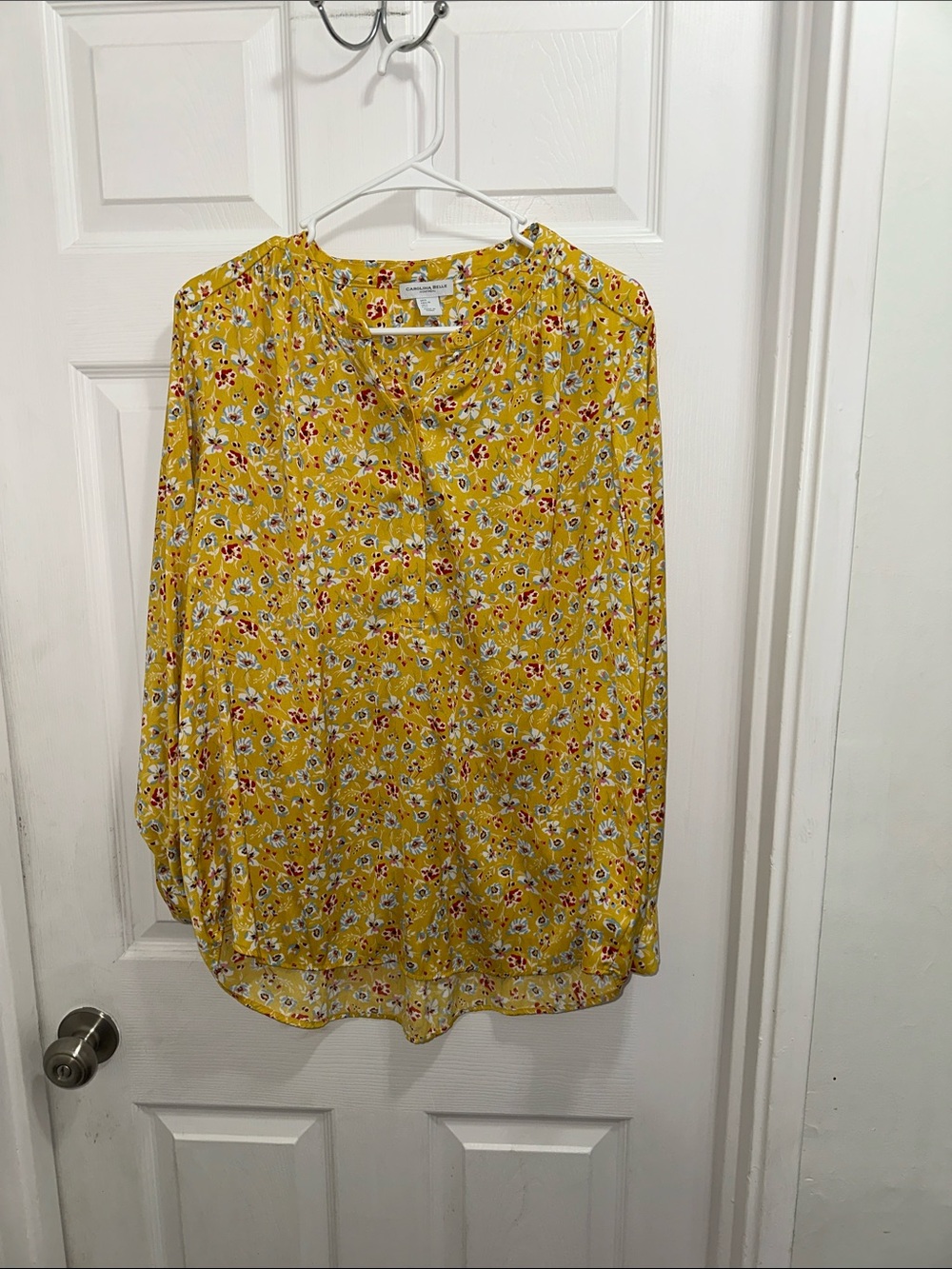 Carolina Belle Yellow Floral Button-Up Blouse